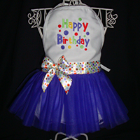 Happy Birthday - Circles/Primarys/Satin PD Rib/Deep Purple Froo (AY-055)-Happy Birthday - Circles/Primarys/Satin PD Rib/Deep Purple Froo (AY-055), Froo-Froo apron, Froo-Froo tutu, birthday tutu, birthday apron